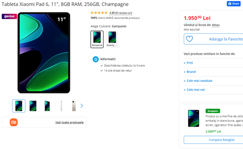 Tableta Xiaomi Pad 6, 11